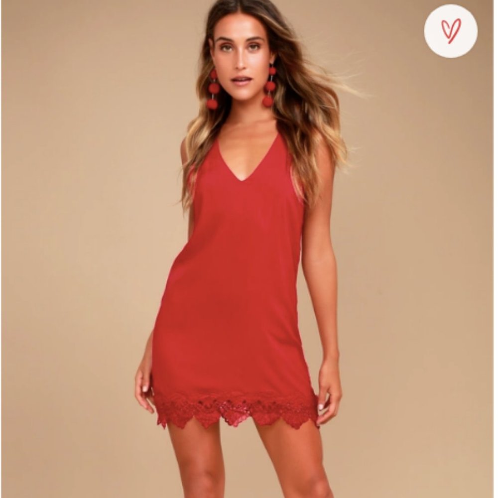 Lulus On the Terrace Red Halter Dress